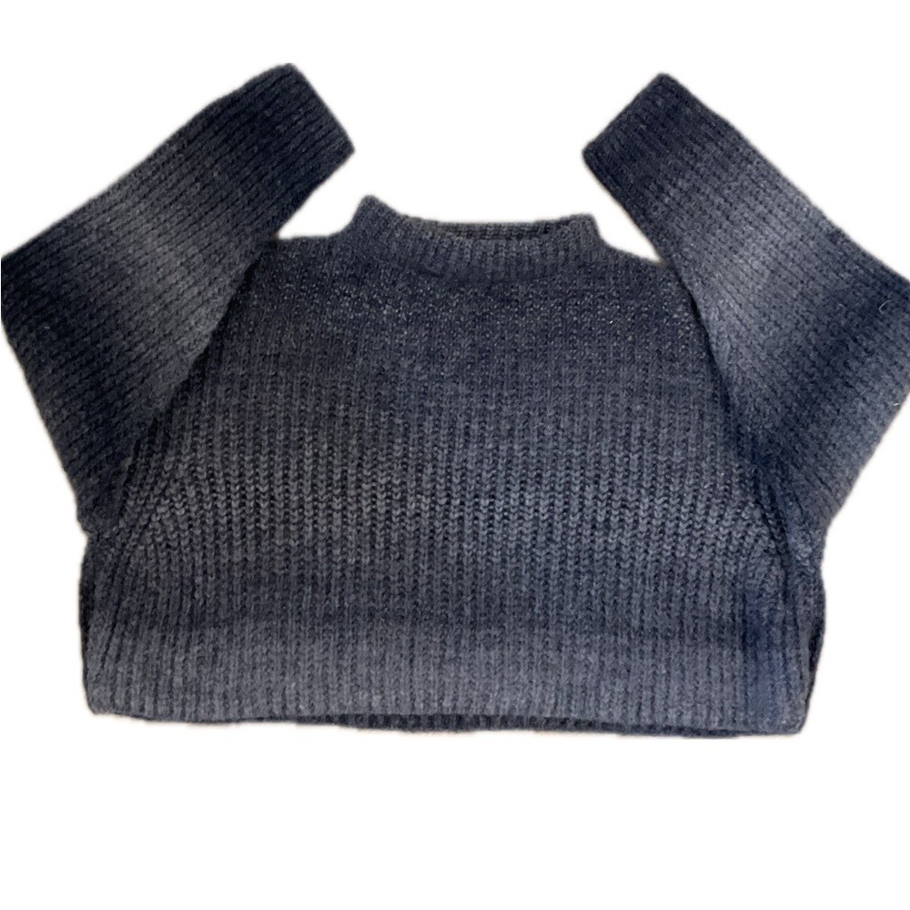 JX PULLOVER Made in Italy, Cozy Wool Mix Blue Cropped Boxy Sweater